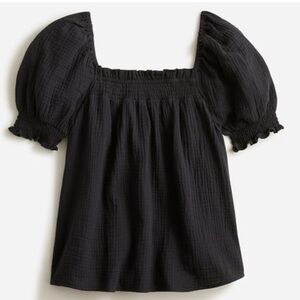 J. Crew Black Square Neck Gauze Top